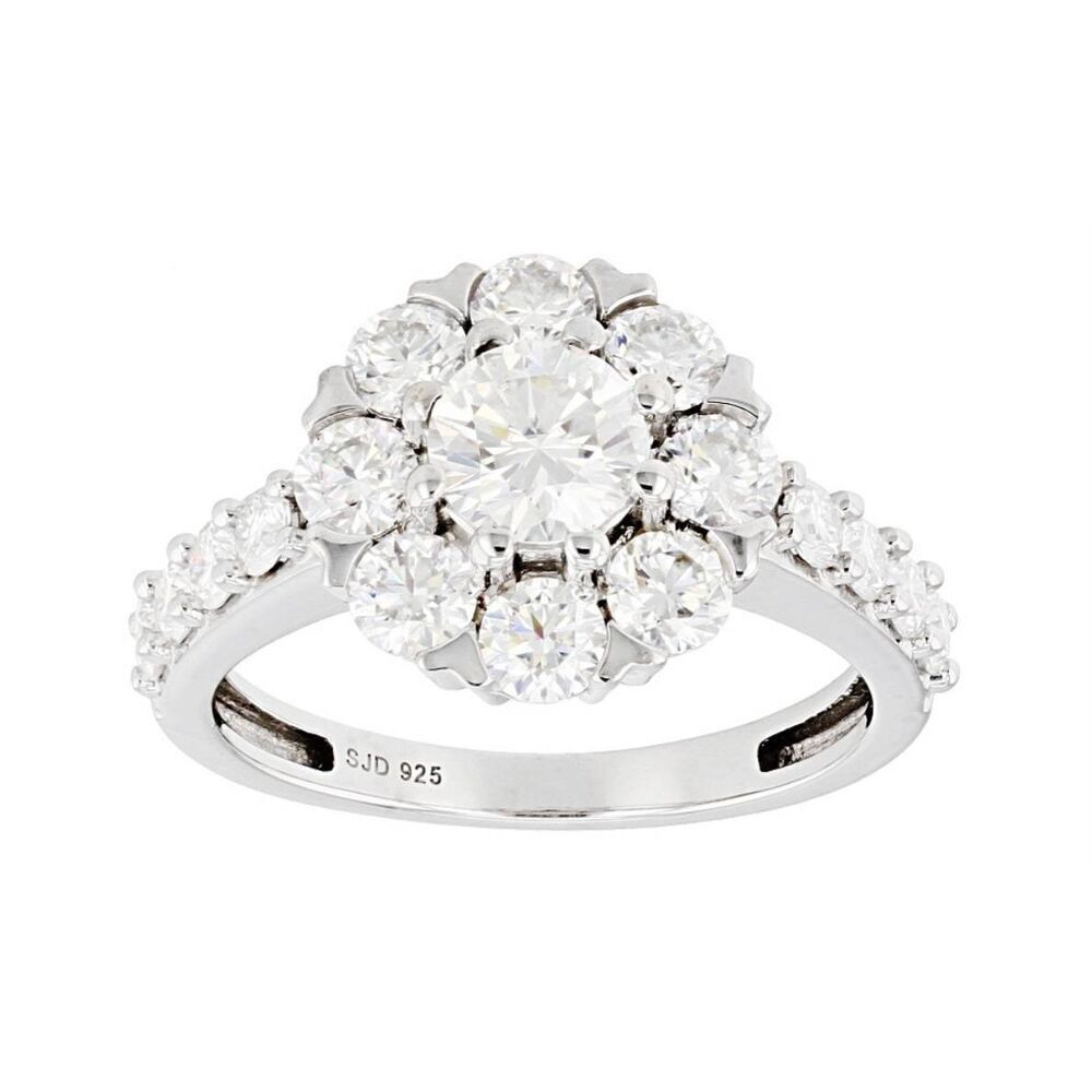 CERTIFIED 2.12 Ct. Genuine Moissanite Round Floral Cluster Bridal Ring Sz 8 - Picture 5 of 8